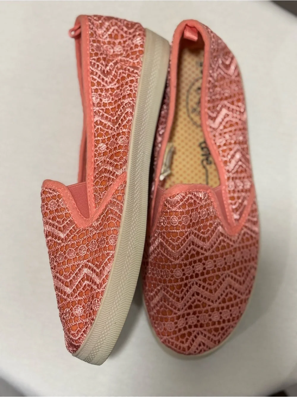 Rue21 Etc. Coral Pink Crochet Slip-On Flats | Women’s M 7/8